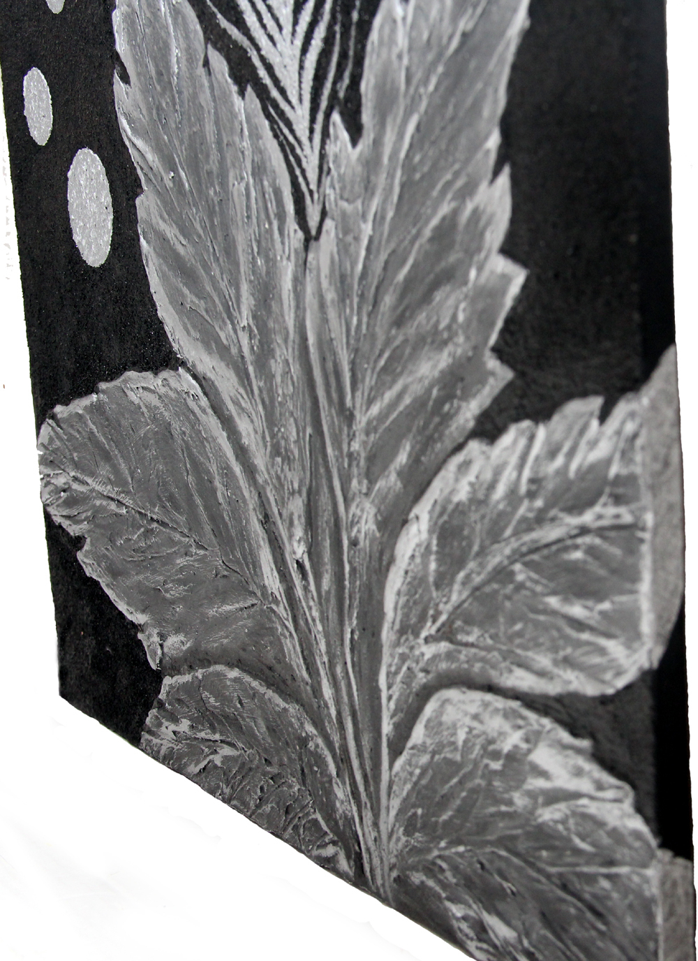 Декобокс " Серебряные листья" рисованный каменной крошкой 30-30см
