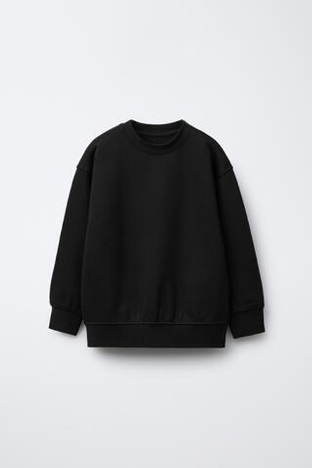ZARA БАЗОВАЯ ТОЛСТОВКА С НАДПИСЬЮ, ЧЕРНЫЙ