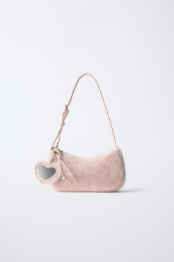 ZARA СУМКА С ПЛЕЧЕВЫМ РЕМНЕМ ИЗ ИСКУССТВЕННОГО МЕХА, РОЗОВЫЙ