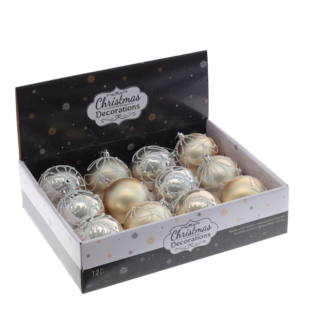 GAEM Набор из 12шт Украшение новогоднее "Шар", D 8 см, L35 W27 H8,5 см