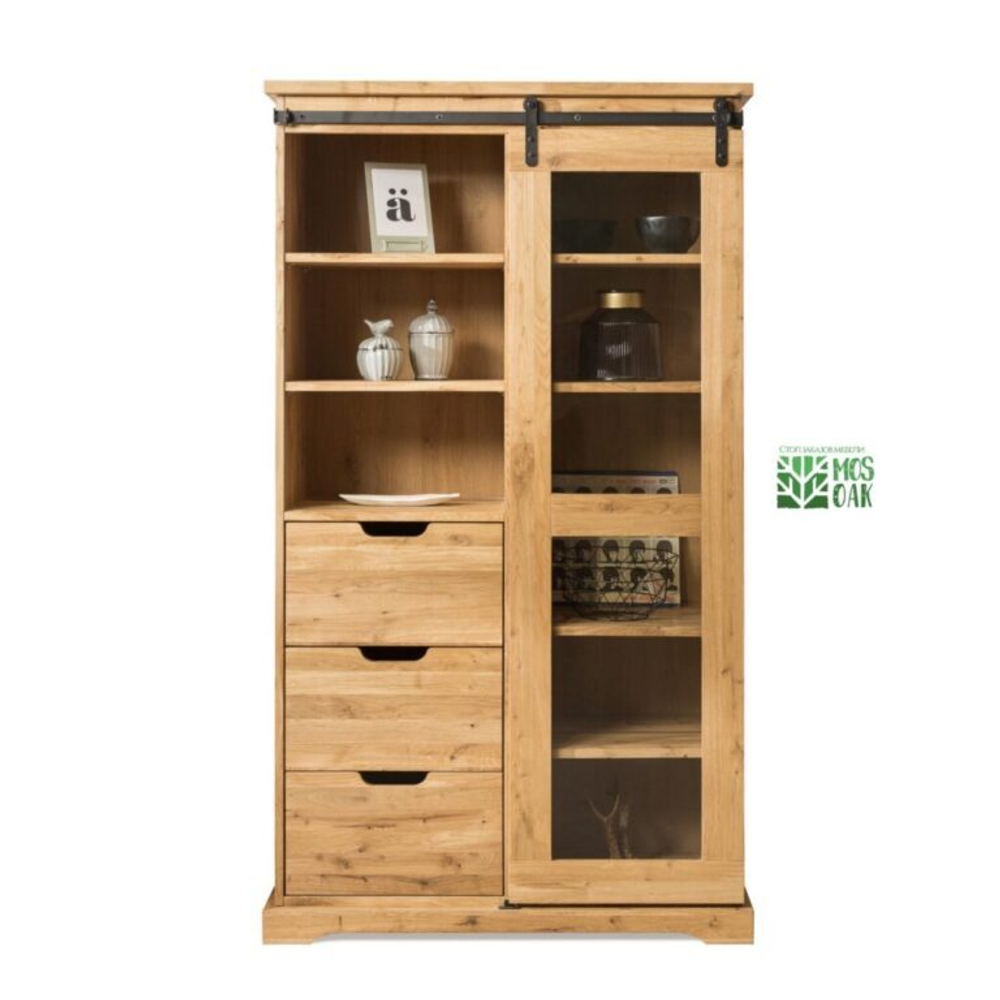 Шкаф-витрина из массива дуба Берген-V2
