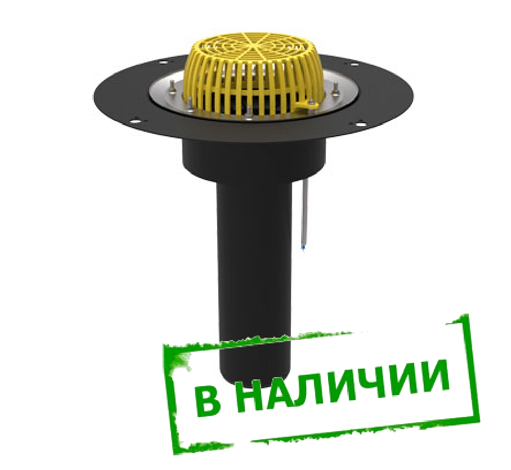 ТП-01.У.100/4-Э Кровельная воронка с электроподогревом, фланцем из нержавеющей стали и листвоуловителем