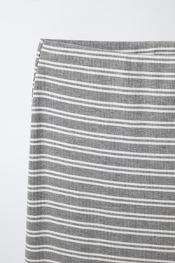 ZARA ЮБКА МИДИ В ПОЛОСКУ В РУБЧИК, СЕРЫЙ С МЕЛАНЖЕВЫМ ЭФФКТОМ