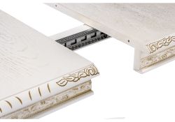 Деревянный стол Кантри 160(200-240)х107х78 молочный с золотой патиной