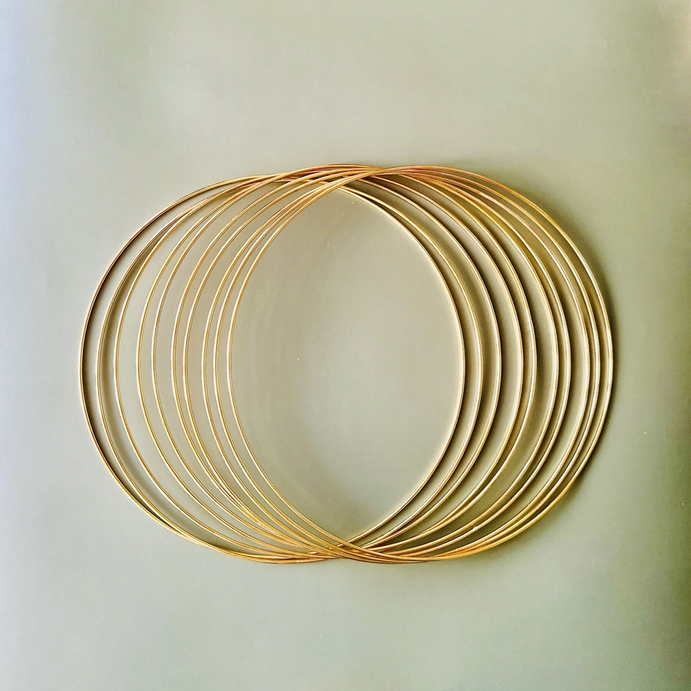 Кольца металлические для макраме 35 см 10 штук, цвет золотистый, неразъемное / кольцо металлическое основа для рукоделия / основа для ловца снов