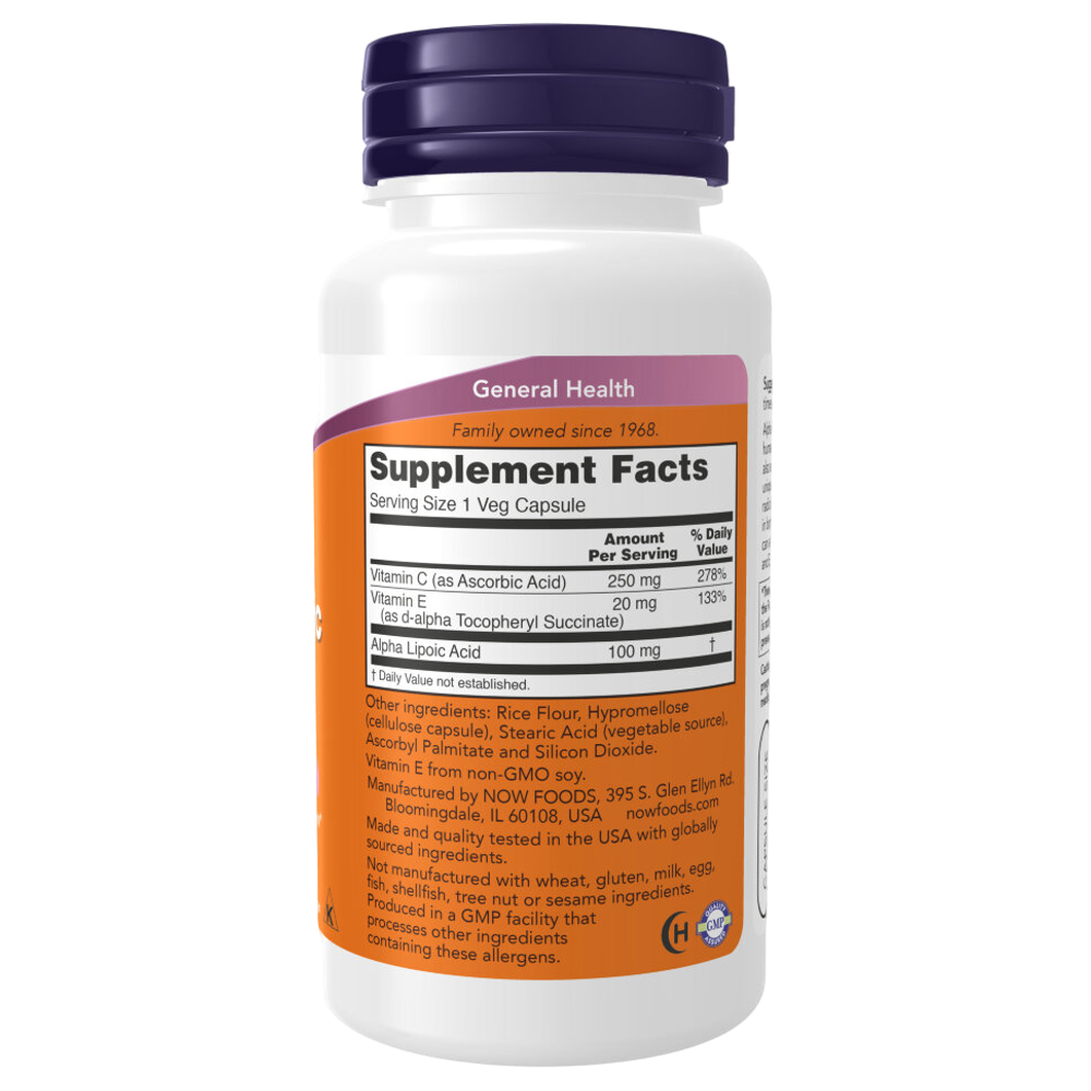 Now Foods Alpha Lipoic Acid 100 mg 60 veg capsules, Альфа-липоевая кислота