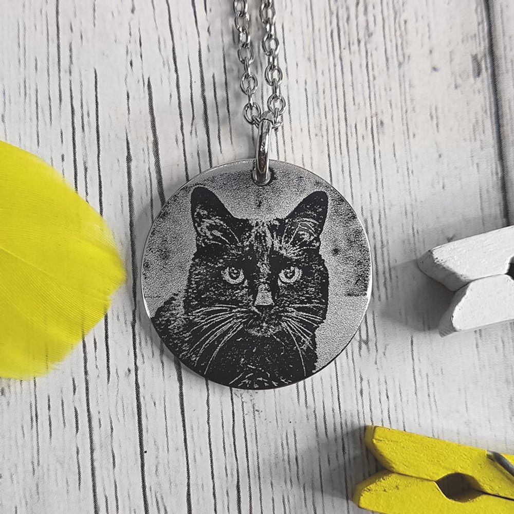 Кулон подвеска с гравировкой фото кота на заказ