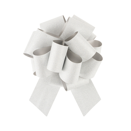 Бант Шар, Серебро, Глиттер, с блестками, 21 см.