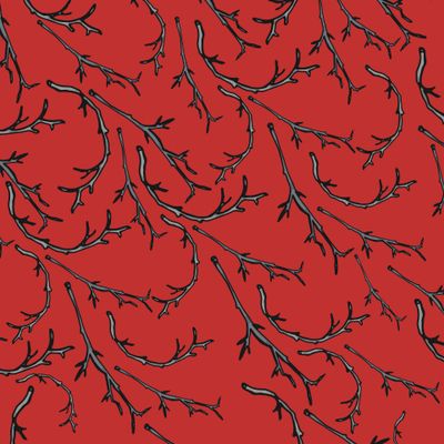 Паттерн с ажурными веточками на благородном красном