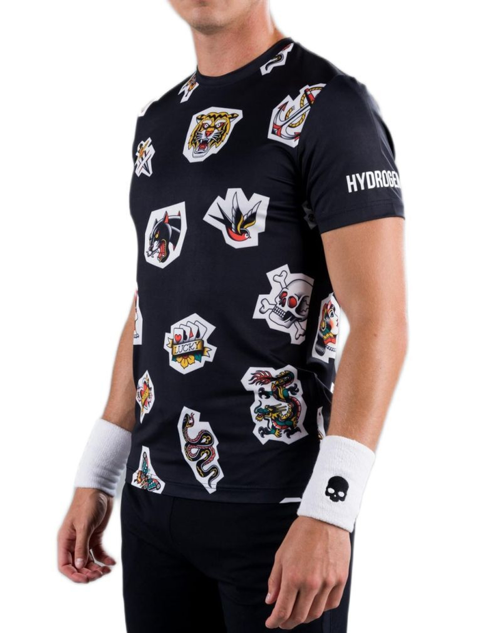 Мужская теннисная футболка Hydrogen Tattoo Tech Tee Man - black