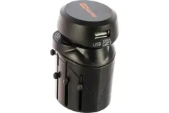 Переходник TDM 2,5A 5в1 с USB зарядкой 1000мА черный 30614