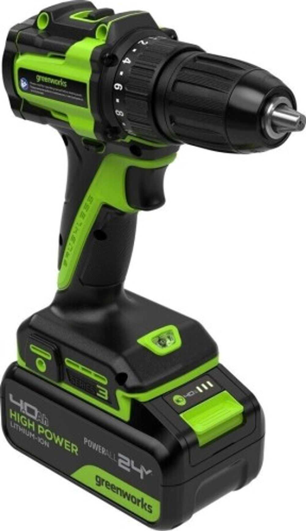 Дрель-шуруповерт аккумуляторная GREENWORKS DD345 24V, АКБ 4Ач и ЗУ 3708307CUB