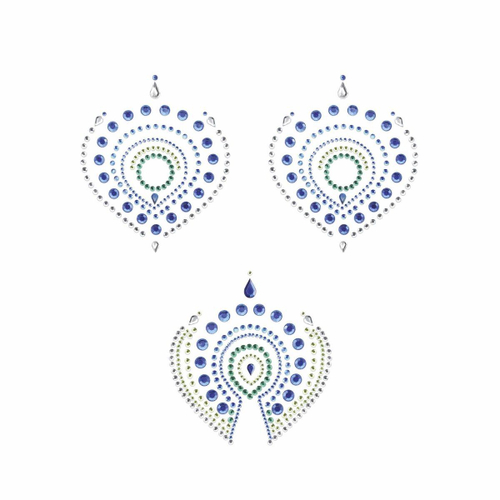 Сине-зеленые наклейки на грудь и зону бикини FLAMBOYANT