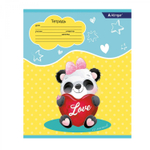 Тетрадь 12л., линия, Alingar, скрепка, блок офсет, 100% белизна, мелованный картон (стандарт), "Милая панда"