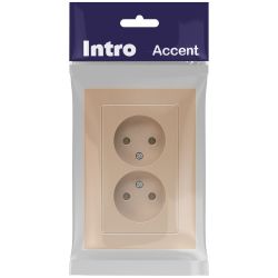 Розетка Intro Accent 6-204-04 двойная 2х2P 16А-250В IP20 СУ AL/CU шампань | Intro