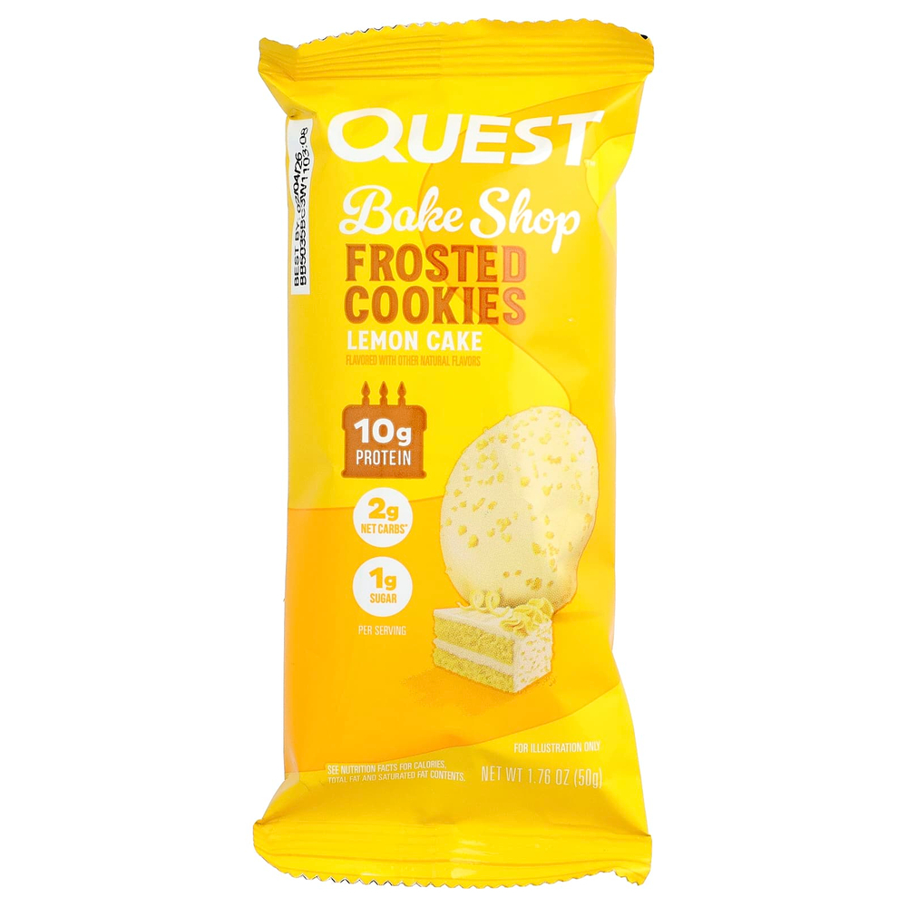 Quest Nutrition, Bake Shop, глазированное печенье, лимонный торт, 8 пакетиков по 50 г (1,76 унции)
