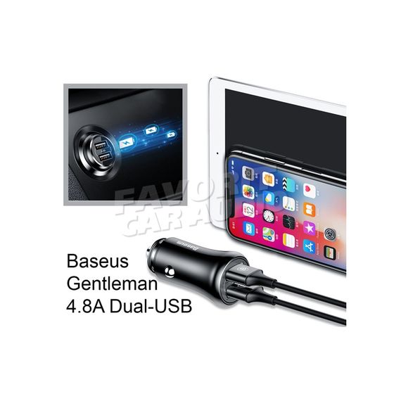 АЗУ 2USB Baseus F635 Gentleman 4800mA металл чёрный