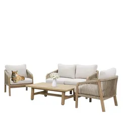 Комплект уличной мебели Ravona из массива акации, 2-местный диван, 2 кресла, столик