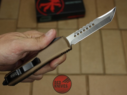 Нож Microtech Ultratech Helhound H/E - коричневая рукоять, клинок сатин RK-372