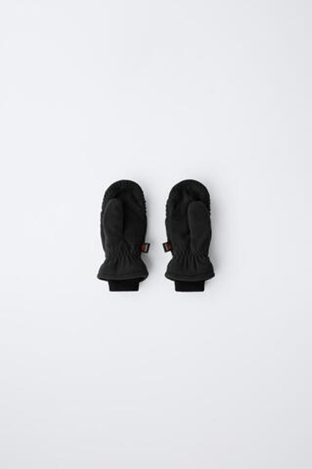 ZARA ФЛИСОВЫЕ ВАРЕЖКИ POLARTEC ®, ЧЕРНЫЙ