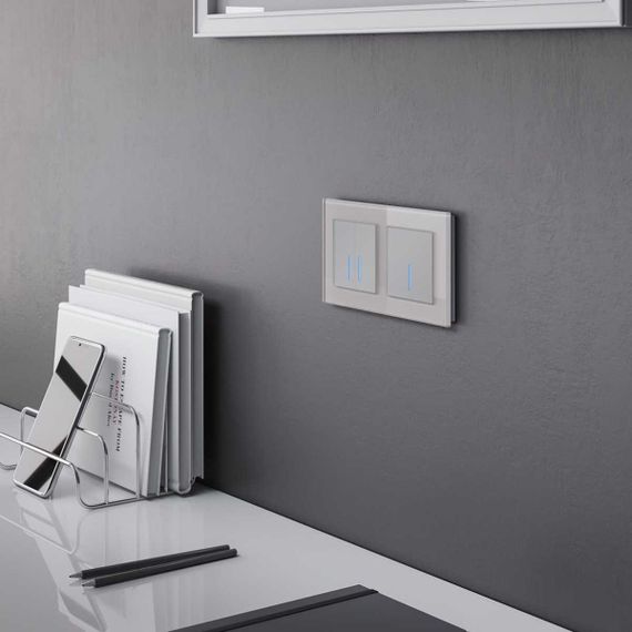 Сенсорный выключатель двухклавишный с функцией Wi-Fi Werkel (Умный дом) серебряный W4520606 a048324
