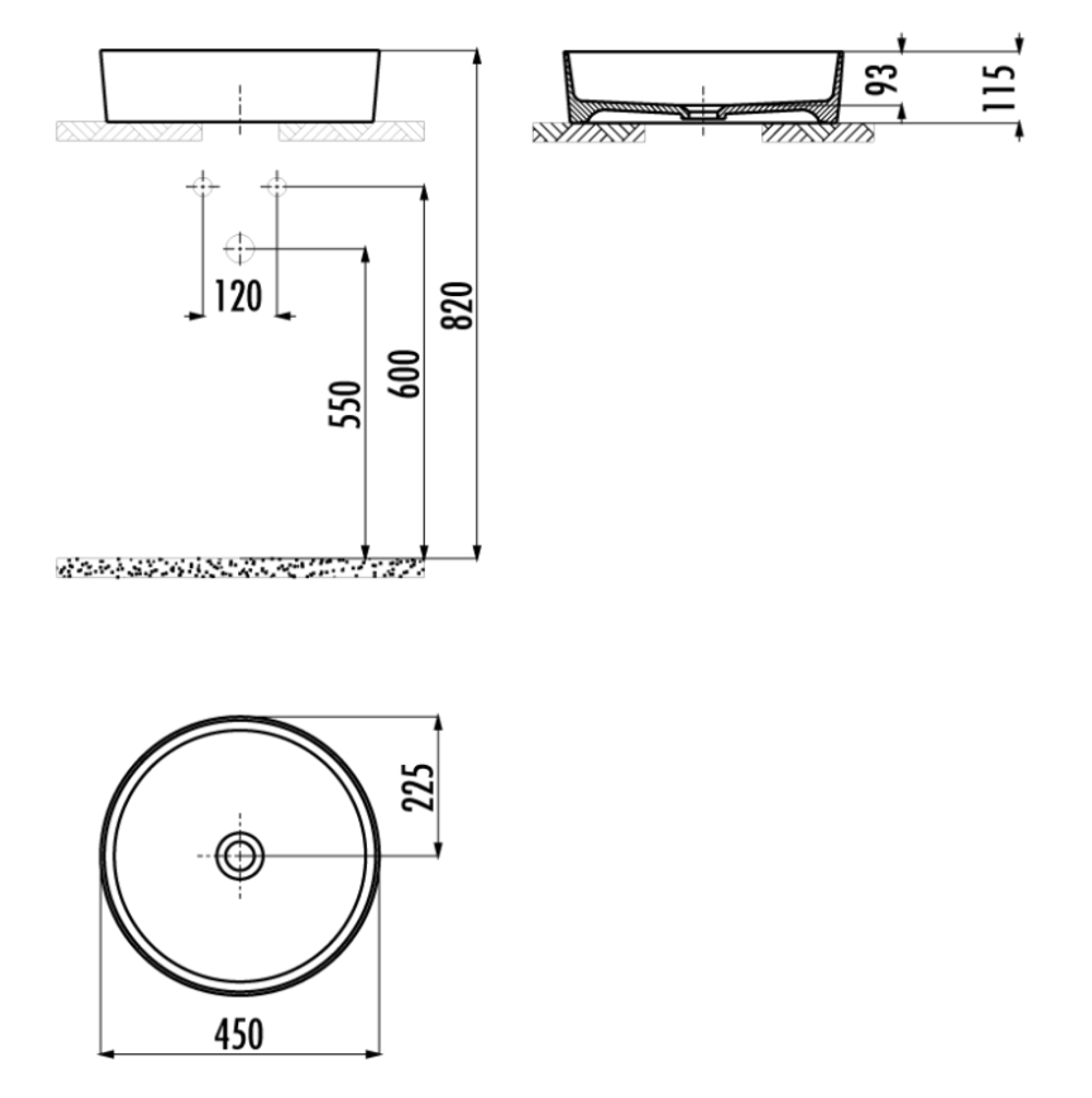 Раковина на столешницу 45 см LOOP цв. белый LP145-00CB00E-0000