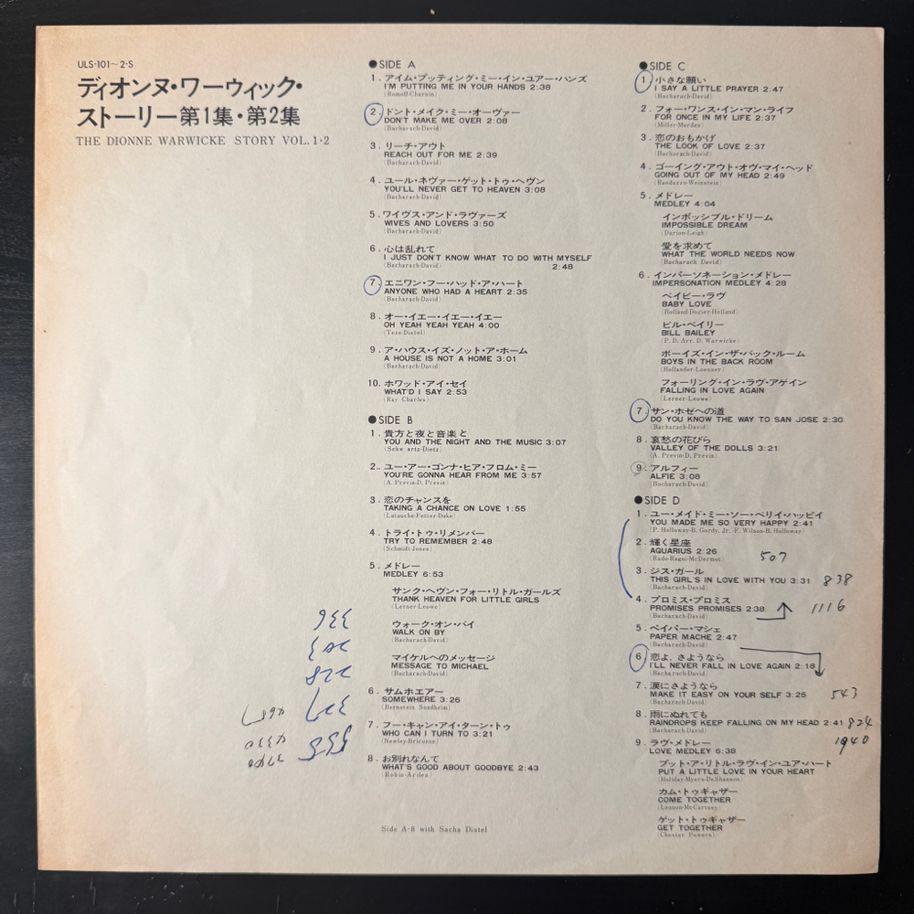 Dionne Warwicke ‎– The Dionne Warwicke Story Vol. 1・2 2LP (Япония 1972г.)Т