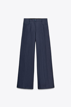ZARA ШИРОКИЕ БРЮКИ ZW COLLECTION, ЧЕРНИЛЬНО-СИНИЙ