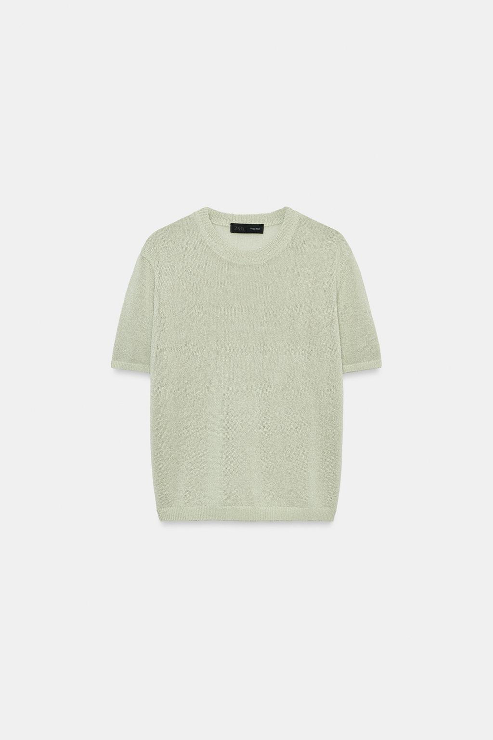 ZARA ТРИКОТАЖНЫЙ ТОП С КОРОТКИМИ РУКАВАМИ, СЕРЫЙ