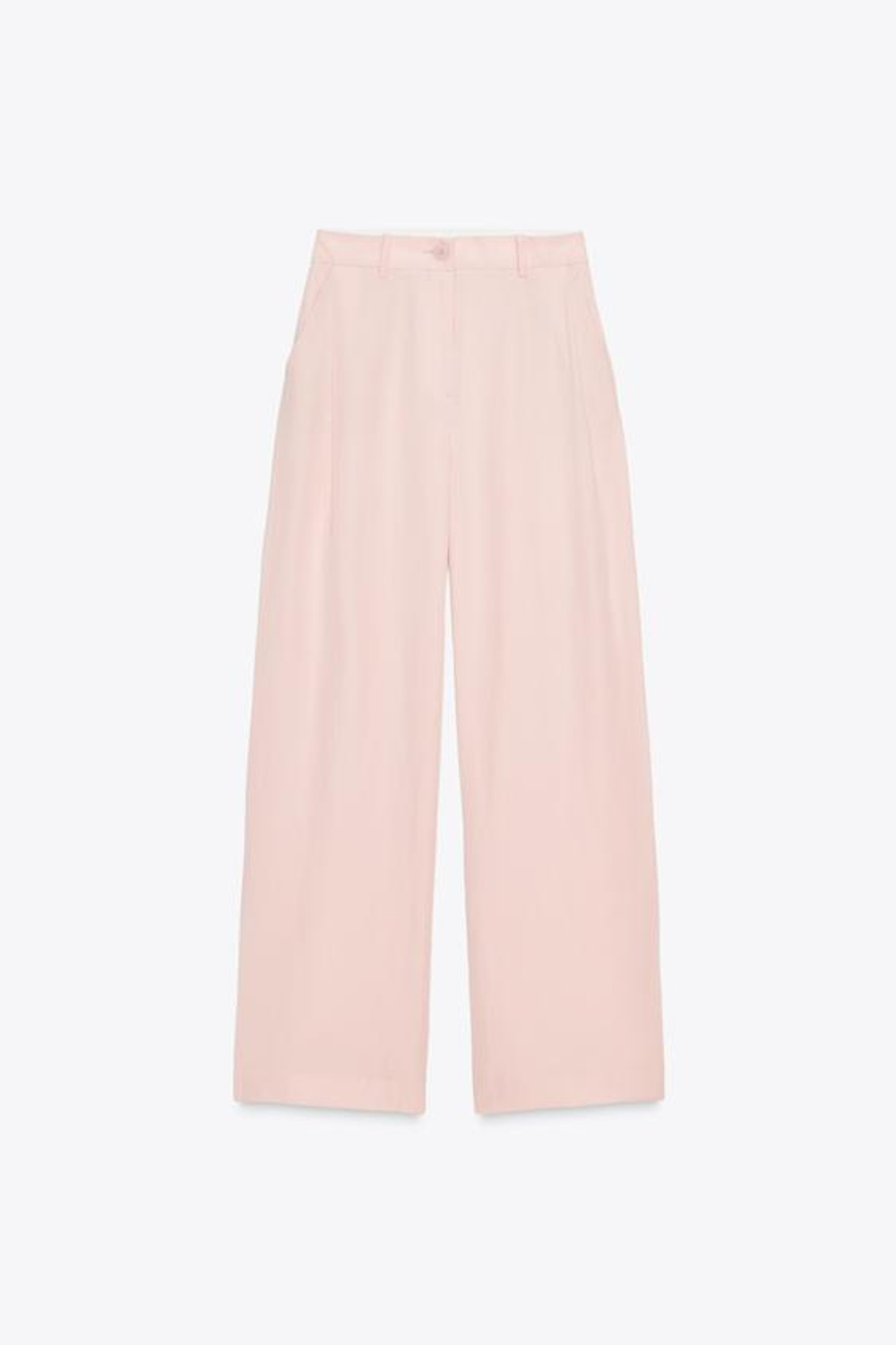 ZARA ШИРОКИЕ БРЮКИ С ЗАЩИПАМИ, РОЗОВЫЙ