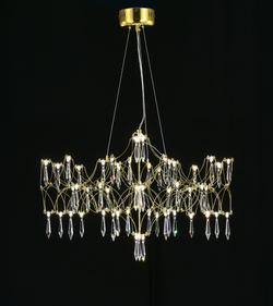 Подвесная люстра светодиодная с пультом и хрустальными подвесками Asfour MyFar Ileria MR2653-57P-76AP