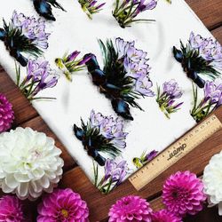 Ткань мембрана голубые цветы в кустах