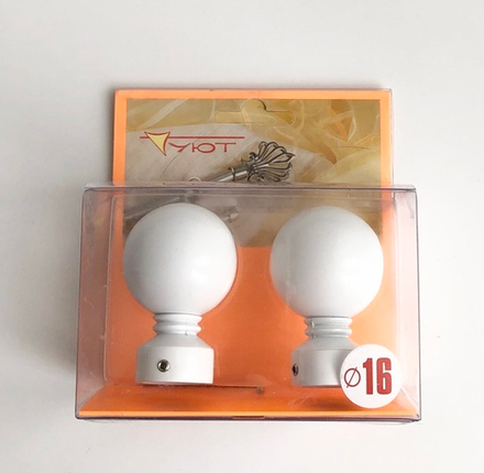 Наконечники "Шар Ост" кованых карнизов для штор d16 мм, цвет белый