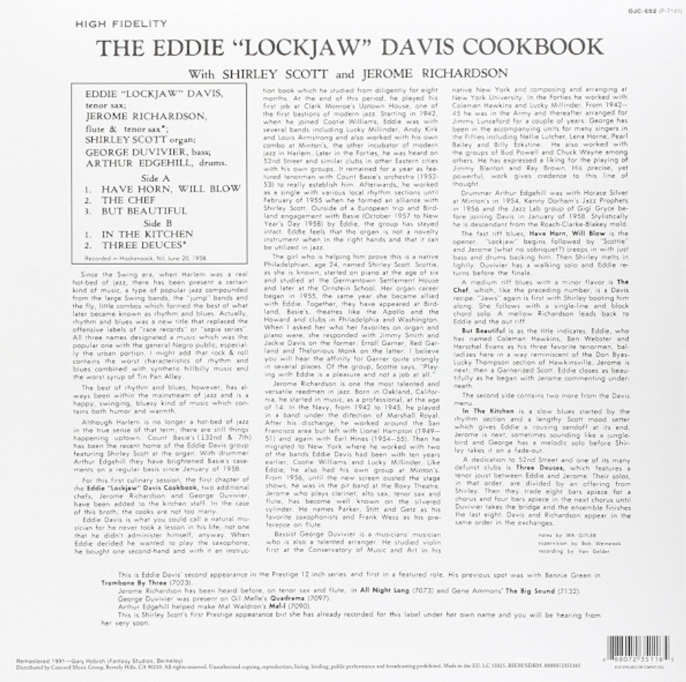 Eddie Lockjaw Davis With Shirley Scott, Jerome Richardson / The Eddie Lockjaw Davis Cookbook Vol. 1 (LP)
