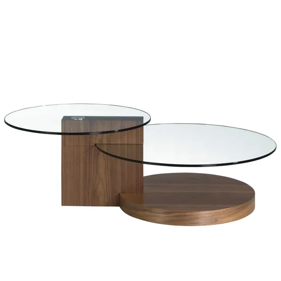 Журнальный столик Angel Cerda 2036, Ø80 см, стекло, орех