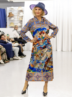 Платье-рубашка "Яркие созвездия", по мотивам иллюстраций из Небесного атласа Андреаса Целлариуса «Гармония Макрокосмоса»