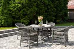 "Дольче" обеденная группа из искусственного ротанга, цвет графит