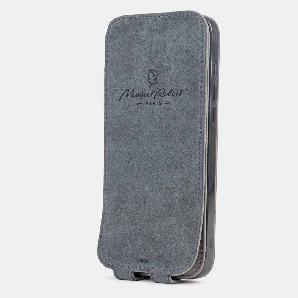 Кожаный чехол для iPhone 16 Pro Max, теленок серого цвета