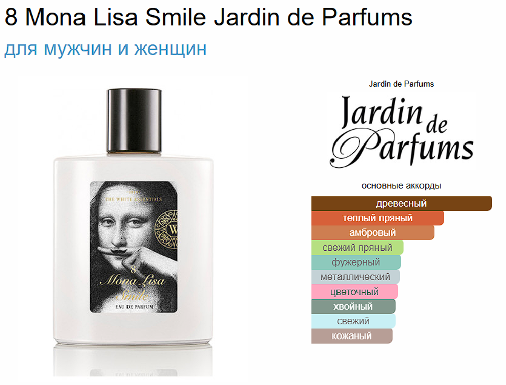 Jardin de Parfums 8 Mona Lisa Smile 100 ml (Коробка парфюма без слюды, парфюм новый, распаковка для фото)