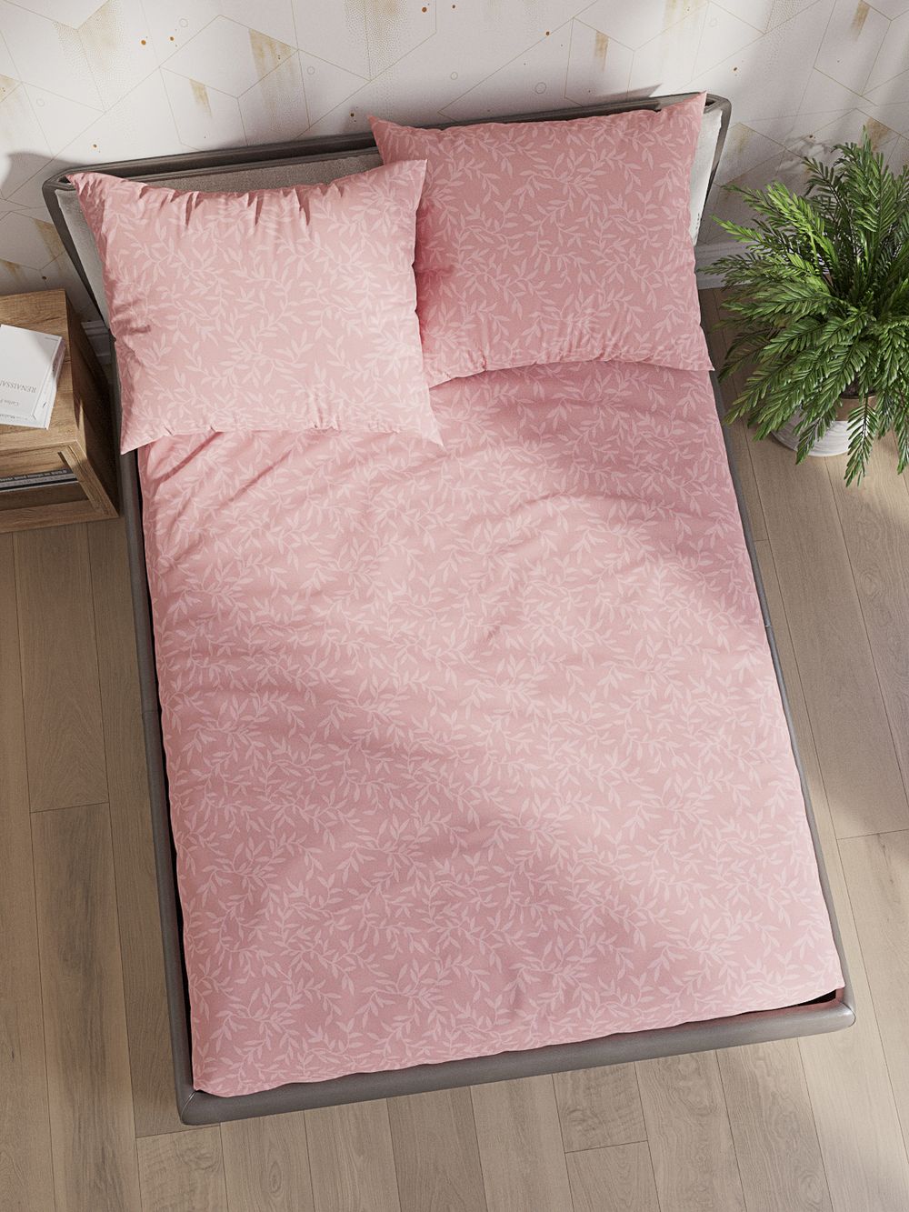 Постельное белье "Люпин/Люпин (компаньон)" 1,5-сп   наволочка 50х70 1шт Простынь на резинке 90х200 см  Пододеяльник 145х215 см  Сказка сатин