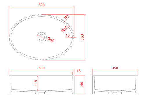 Boheme Раковина Canale рифл матовая белая