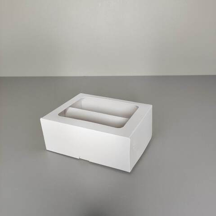 Коробка для макарон на 10шт с ложементом и окном белая