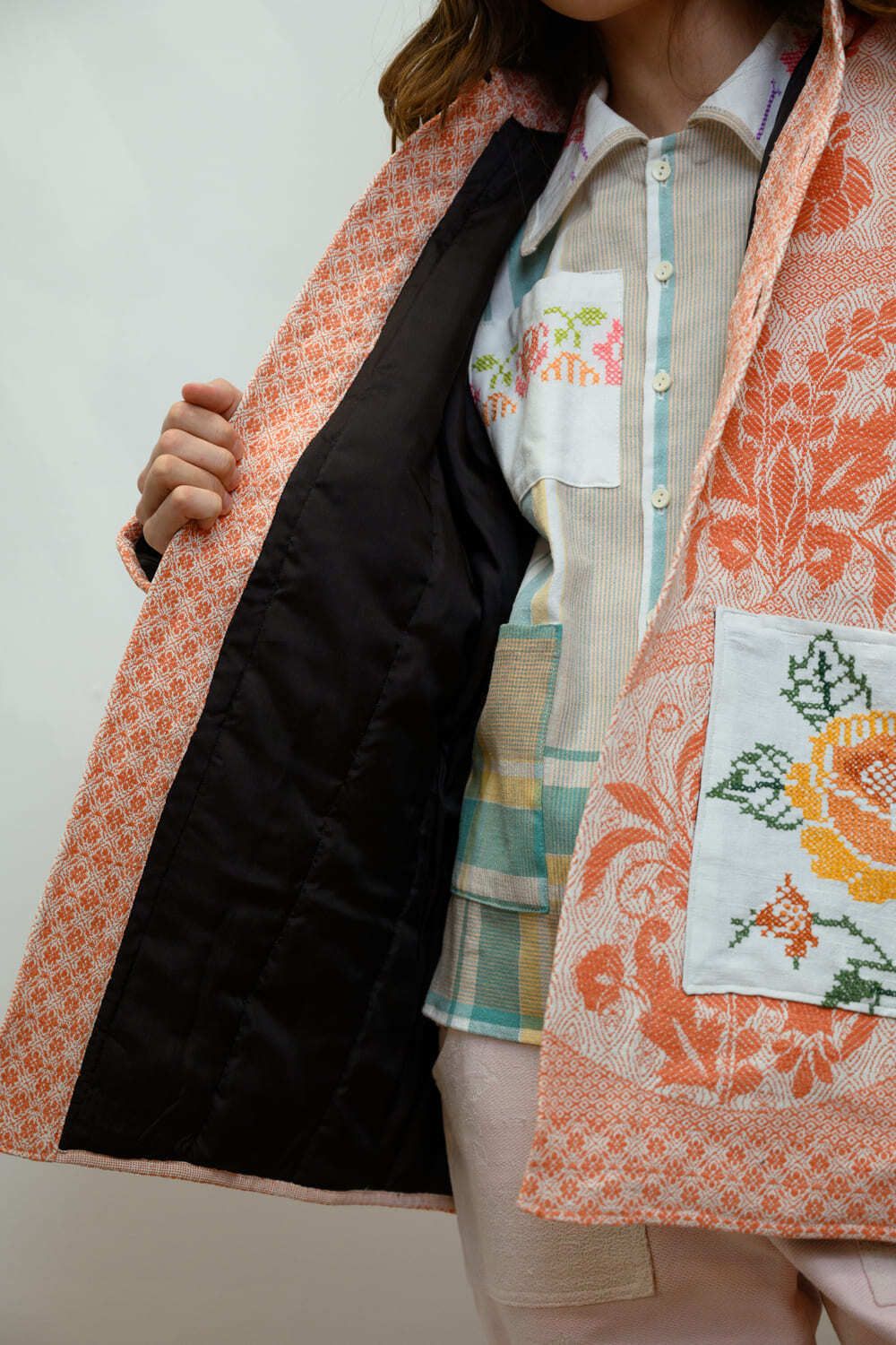 Куртка Soeurs Утепленная с Желтыми Розами оранжевая