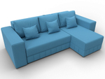 Диван угловой Лига-076 угол универсальный РОГОЖКА Амур 10 голубой