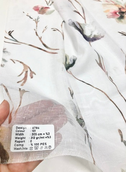 Тюль лен Megara арт. 6786 (высота 305 см, Турция)