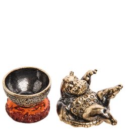 AM-2797 Шкатулка «Бегемотик Фифа» (латунь, янтарь)