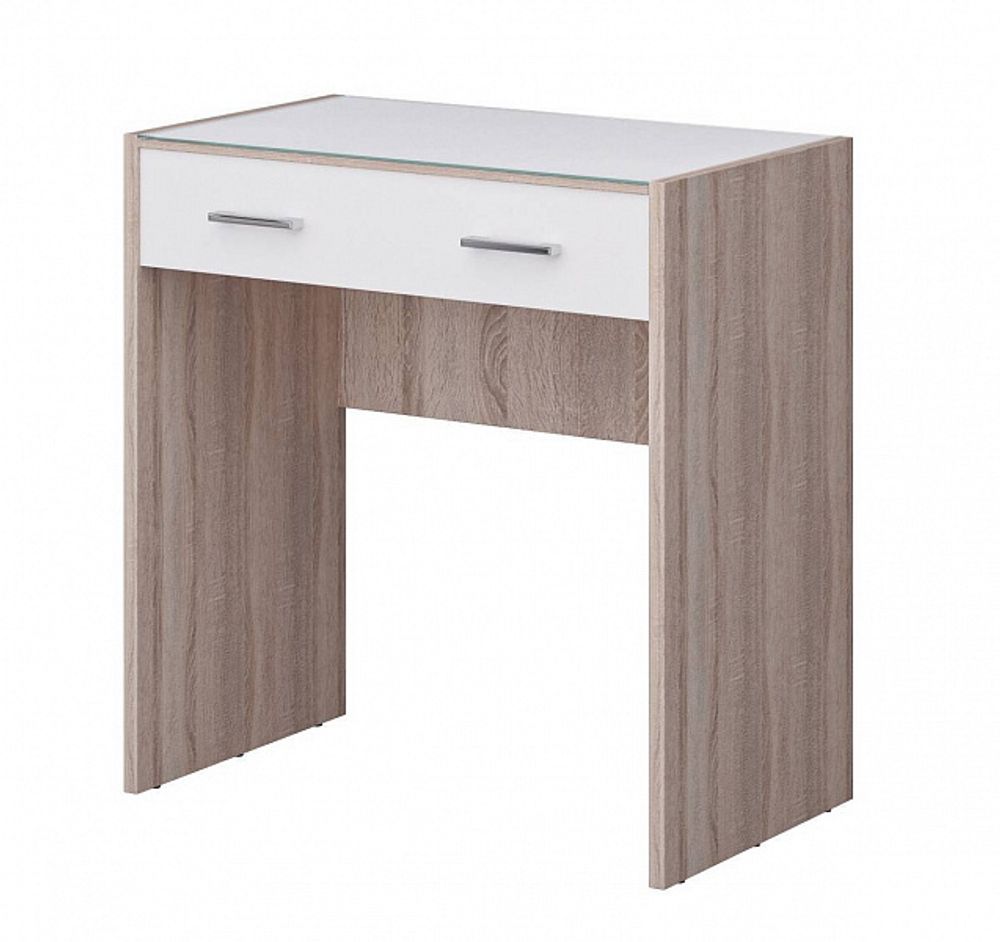 Стол туалетный со стеклом Камея (Дуб сонома/Белый глянец), Мелодия сна