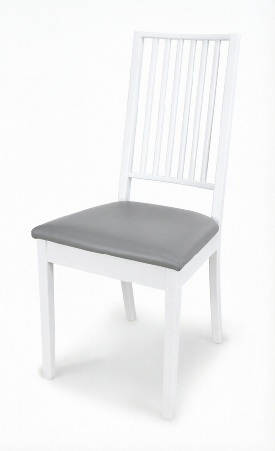 Стул Деревянный Берье, белый матовый + серый 32