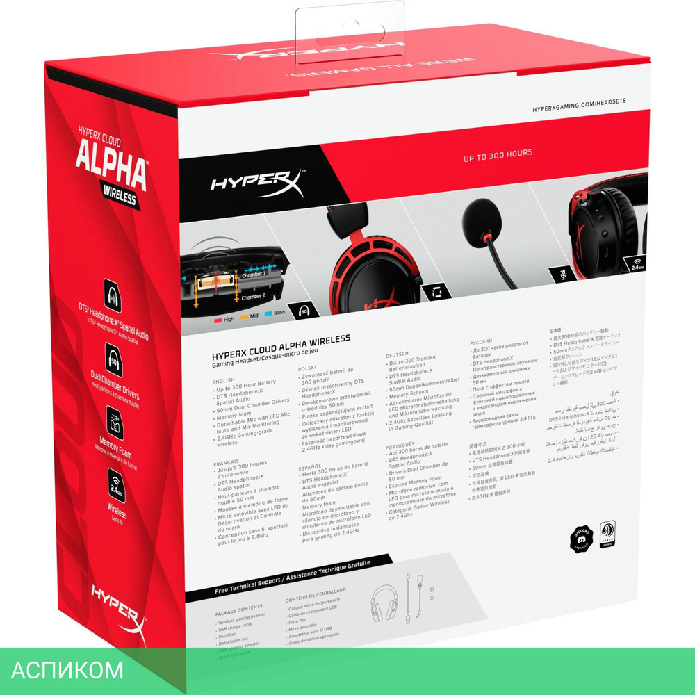 Наушники HyperX Cloud Alpha Wireless черный (5D4AA)