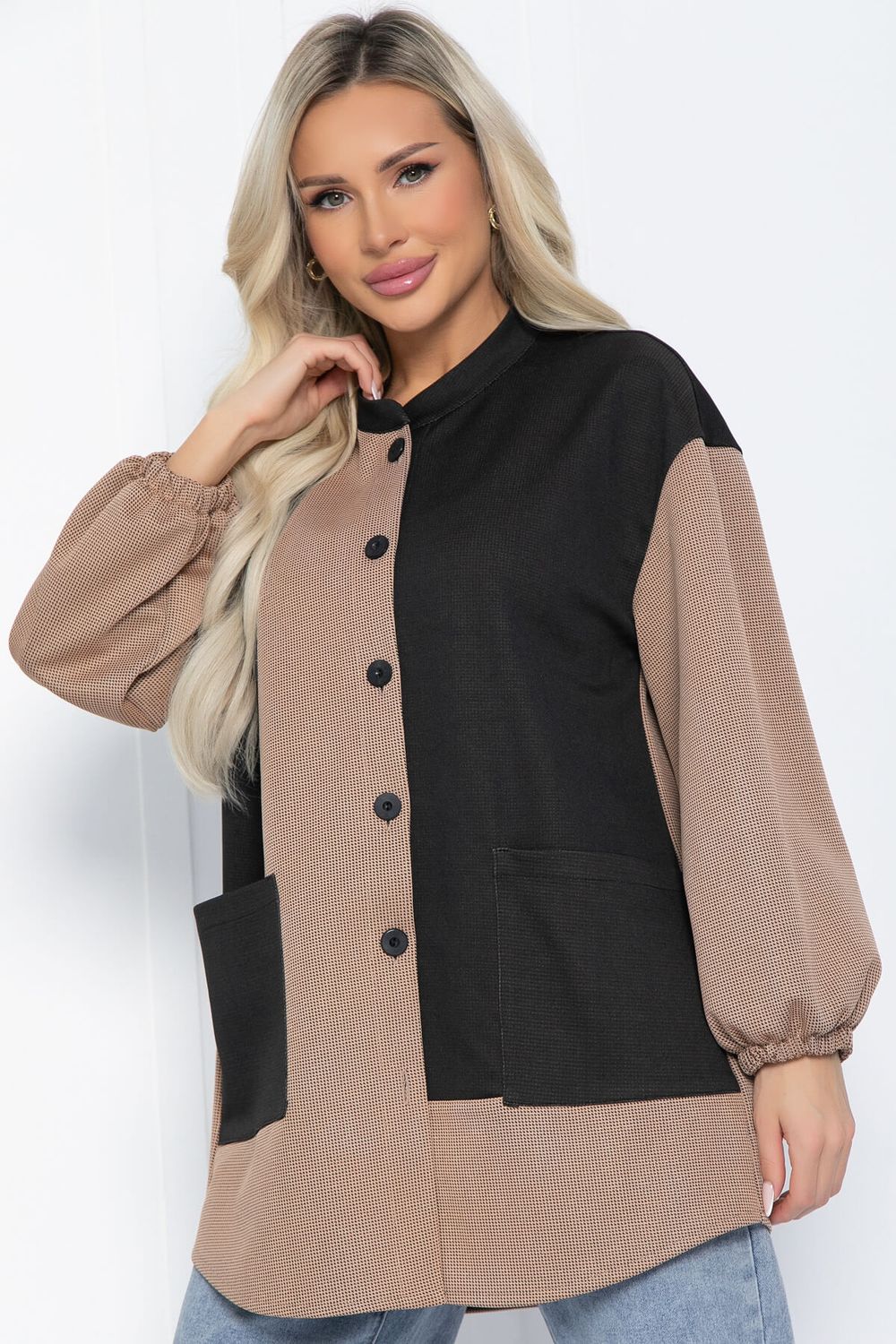 Рубашка Универ (бежево-черная) Б12494-24 LT Collection